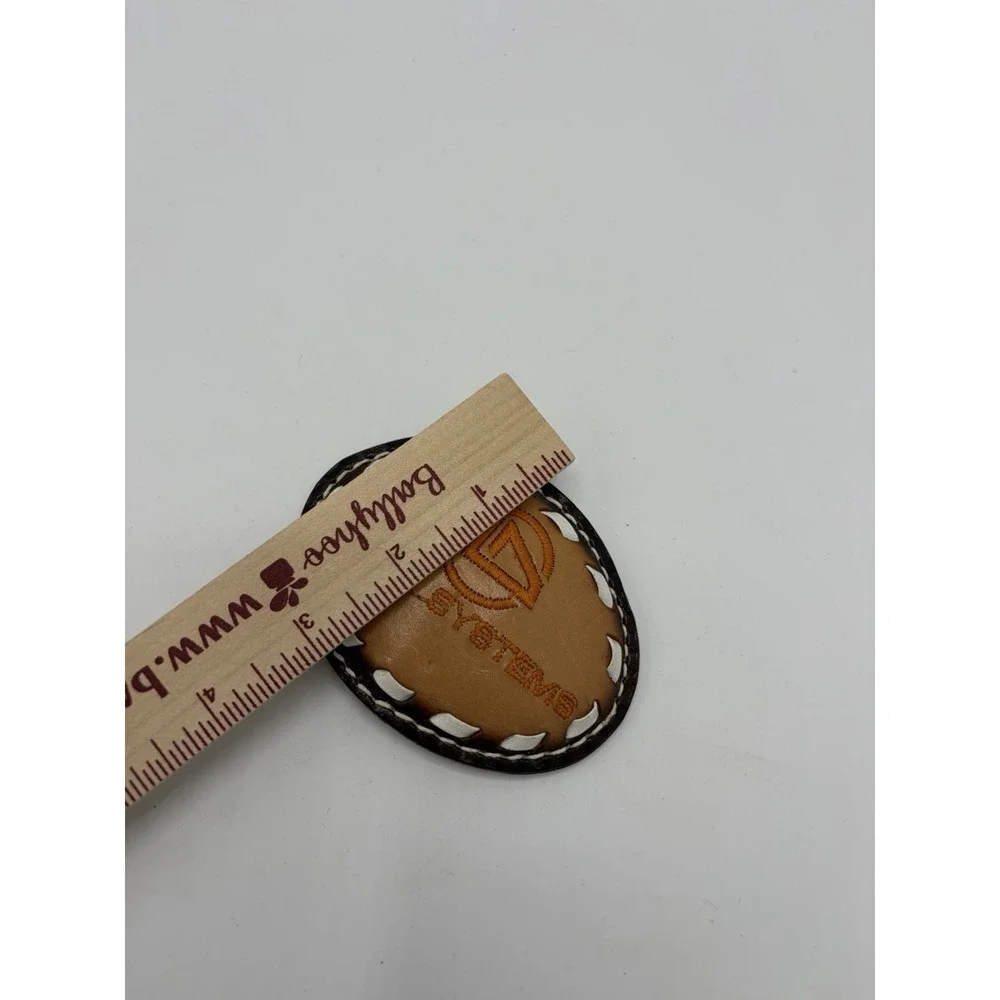 Dyna Systems - stitched‎ company name Vintage western leather Belt Buckle